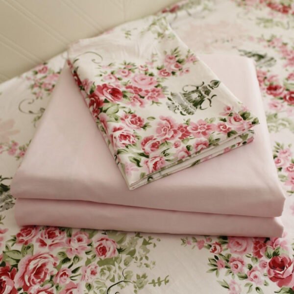 bedding sheet set pink shabby floral