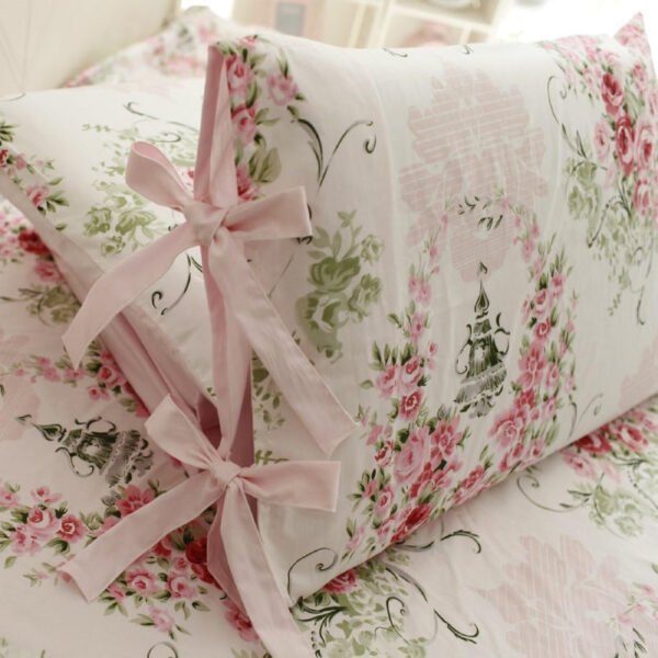 bedding sheet set pink shabby floral