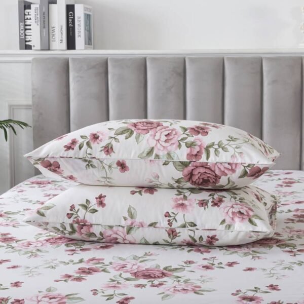 bedding sheet set brick red rose