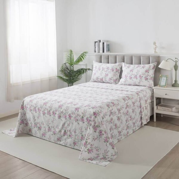 bedding sheet set purple rose