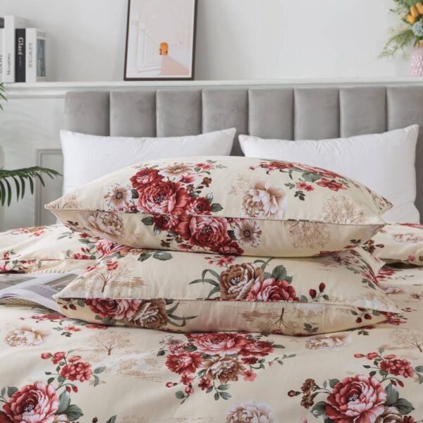 duvet cover set brown and red peonies