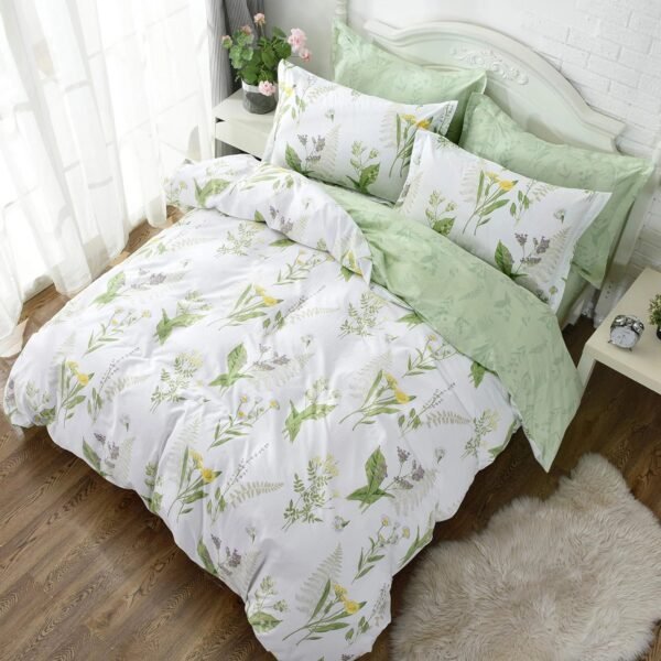 duvet cover set yellow floral green leaf
