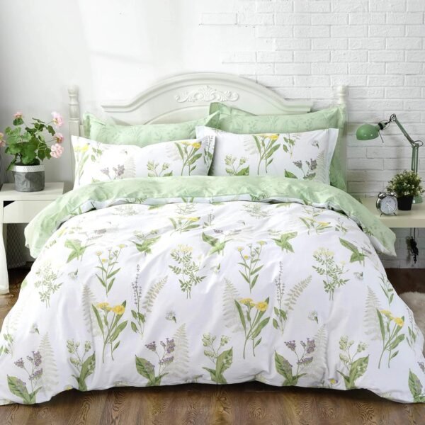 duvet cover set yellow floral green leaf