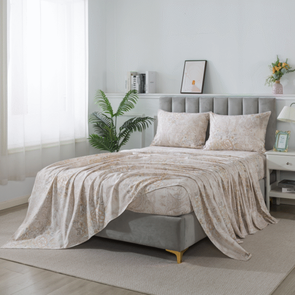 bedding sheet set grey paisley flower