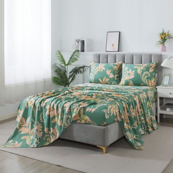 bedding sheet set orange vintage flower